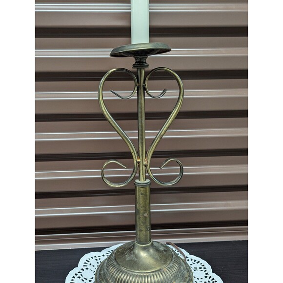 Vintage MCM Gold Metal Swirl Table Lamp - Picture 2 of 10